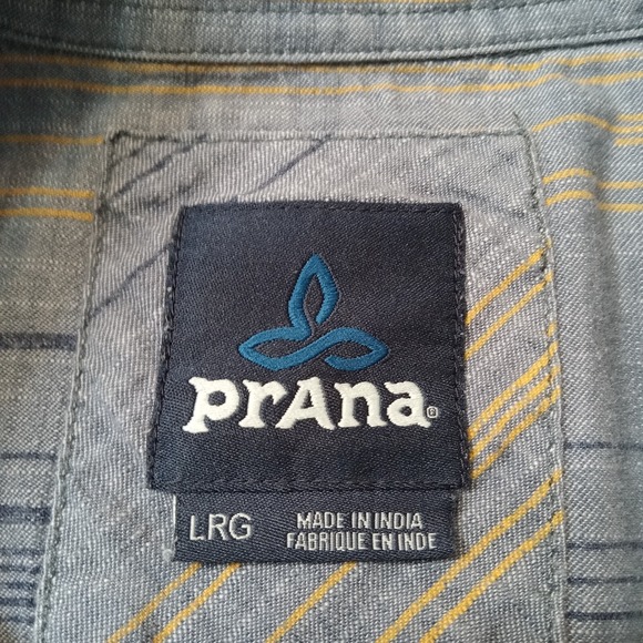 Prana Standard Fit Short Sleeve Button Up Shirt Men's Large Blue - Picture 3 of 8